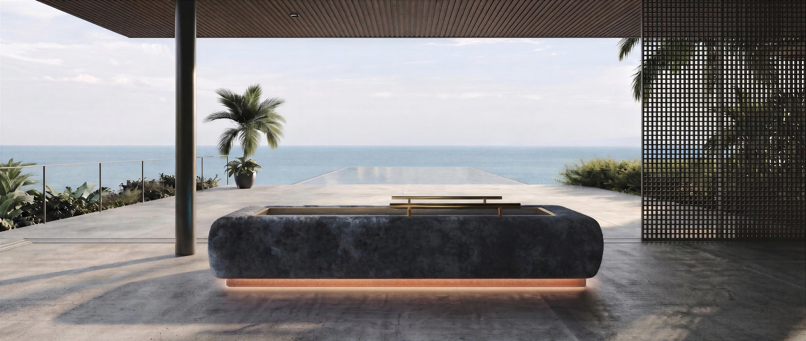 Driifloat on a sunlit terrace overlooking the sea